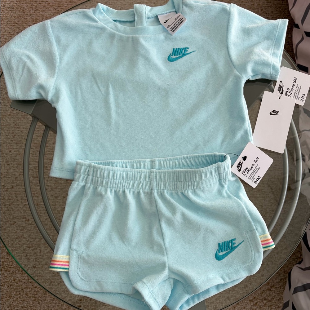 BNWT NIKE UNISEX TOWEL TERRY 2-PIECE SET US SIZE 24 MONTHS GLACIER BLUE - Picture 8 of 12